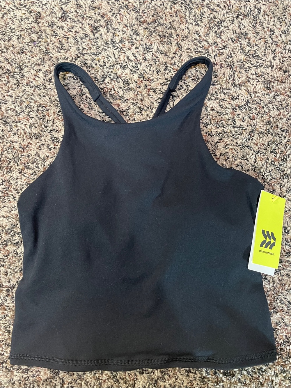 Sporty Black Cropped High-Neck Tank Top Girls L (10/12) NWT